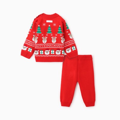 Костюм детский (джемпер, штаны) вязаный «Крошка Я» Xmas, рост 68-74 см