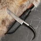 Нож Пчак Шархон - Чирчик, сайгак изогнутый, гарда олово гравировка. ШХ-15 (11-12 см) - фото 32189174