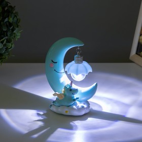 Фигурка световая RISALUX «Единорог на луне», LED-ночник, 1 Вт, 6000 K, от батареек, голубой, 15×11 см