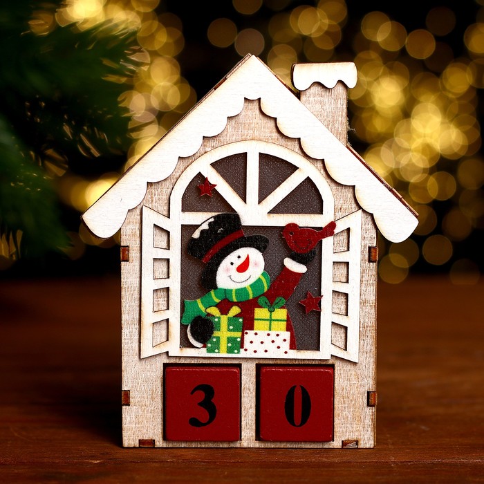 Вечный календарь «Снеговик в домике» 11,5 × 3 × 13,5 см