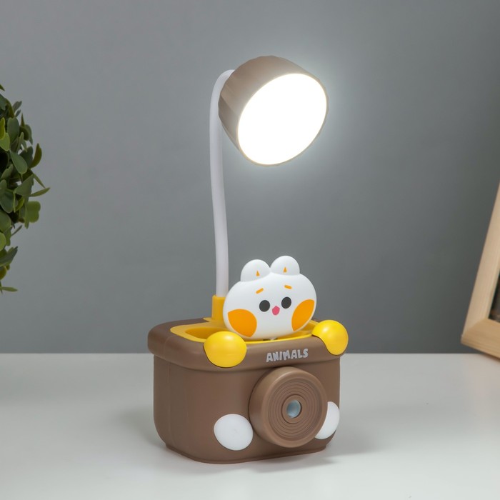 Настольная лампа с точилкой "Котенок" LED 3Вт USB шоколадный 9,1х8,1х20 см RISALUX - фото 1907536217