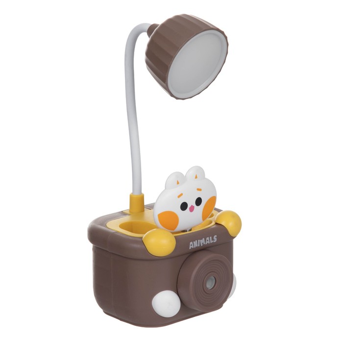 Настольная лампа с точилкой "Котенок" LED 3Вт USB шоколадный 9,1х8,1х20 см RISALUX - фото 1907536229