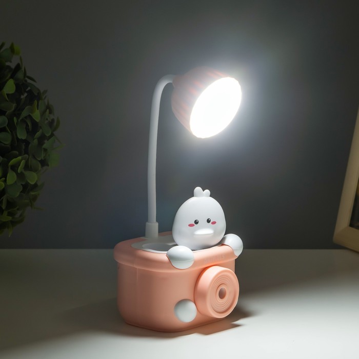 Настольная лампа с точилкой "Утенок" LED 3Вт USB розовый 9,1х8,1х20 см RISALUX - фото 1926512183