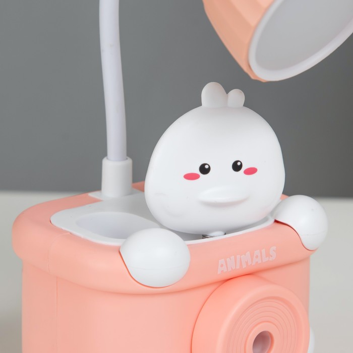 Настольная лампа с точилкой "Утенок" LED 3Вт USB розовый 9,1х8,1х20 см RISALUX - фото 1907536237