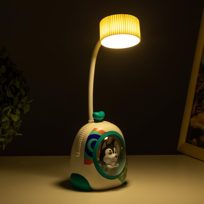 Настольная лампа "Собачка" LED 3Вт USB белый 7х8х28 см RISALUX - фото 1907536246