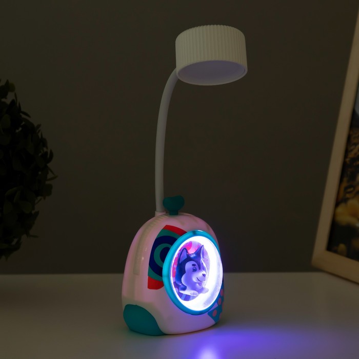 Настольная лампа "Собачка" LED 3Вт USB белый 7х8х28 см RISALUX - фото 1907536249