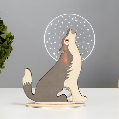 Фигурка световая RISALUX «Волк», 3D ночник, LED, USB, 15×7×18.5 см