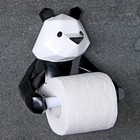 Держатель для туалетной бумаги "Полигональная панда" 19х17х12см, черно-белая - Фото 1