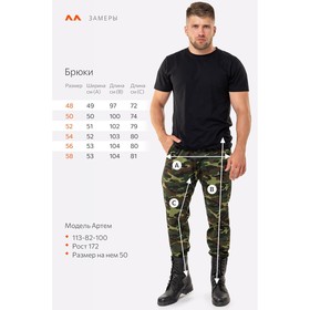 

Брюки мужские, размер 52, цвет зелёный, принт флора