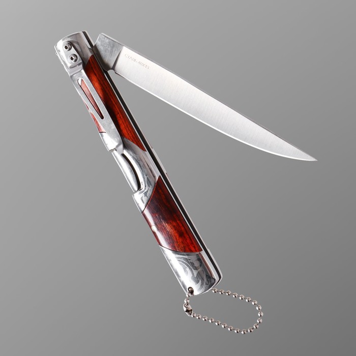 Нож складной "Лис" сталь - 420, рукоять - сталь/дерево, клинок - 11 см - фото 1907536624