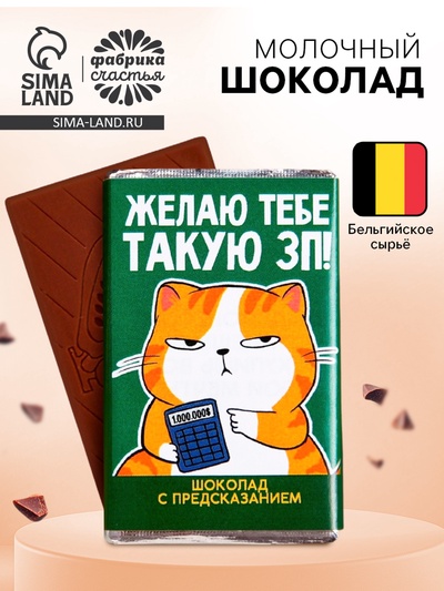 Шоколад молочный «Желаю ЗП» с предсказанием, 12 г