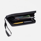 Кошелёк женский на молнии с ремешком, 19×2×10 см, чёрный - фото 47637852