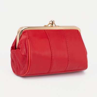 Косметичка, 2 отдела на фермуаре, наружный карман, цвет красный