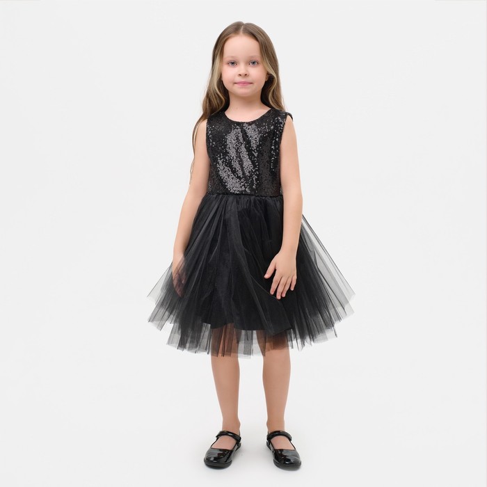 Платье для девочки с пайетками KAFTAN, размер 28 (86-92), цвет чёрный - Фото 1