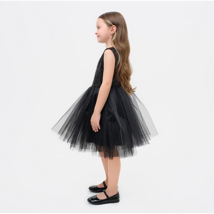 Платье для девочки с пайетками KAFTAN, размер 28 (86-92), цвет чёрный - фото 1926512613