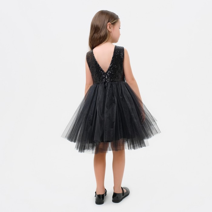 Платье для девочки с пайетками KAFTAN, размер 28 (86-92), цвет чёрный - фото 1926512614