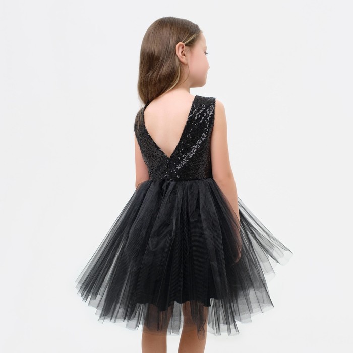 Платье для девочки с пайетками KAFTAN, размер 28 (86-92), цвет чёрный - фото 1926512615