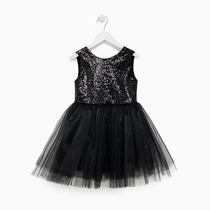 Платье для девочки с пайетками KAFTAN, размер 28 (86-92), цвет чёрный - фото 1926512617