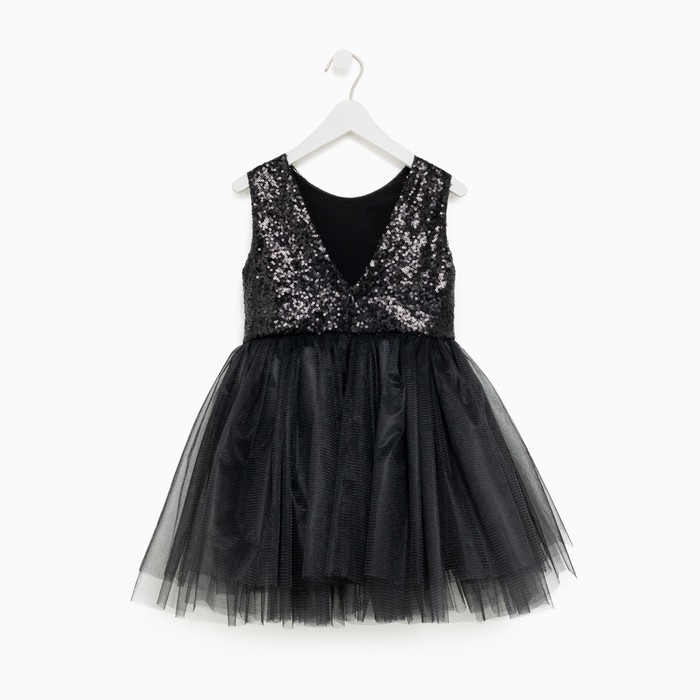 Платье для девочки с пайетками KAFTAN, размер 28 (86-92), цвет чёрный - фото 1926512620