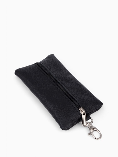 Ключница карманная на молнии, с кольцом, карабином, размер 13×7×1 см, чёрная