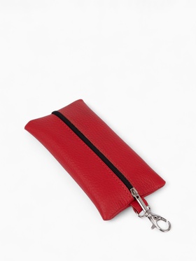 Ключница карманная на молнии, с кольцом, карабином, размер 15.5×7.5×1 см, красная