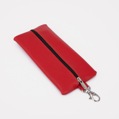 Ключница карманная на молнии, длина 17 см, кольцо, карабин, цвет красный