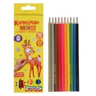 Карандаши 10 цветов, деревянные трехгранные - Фото 1