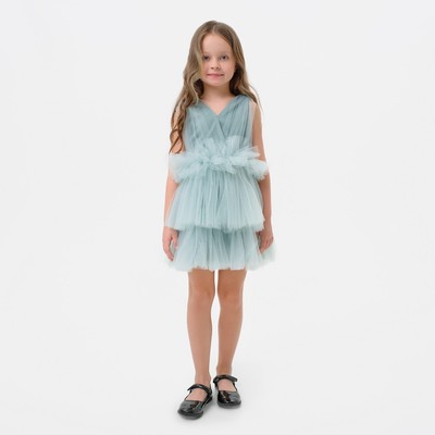 Платье нарядное для девочки KAFTAN с поясом, мятное, рост 122-128 см