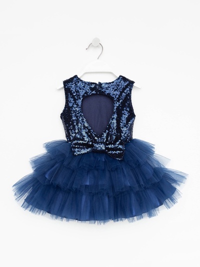 Платье нарядное для девочки KAFTAN с пайетками, синее, рост 122-128 см