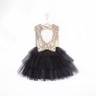 Платье нарядное для девочки KAFTAN с пайетками, золотисто-чёрное, рост 122-128 см - фото 120343941