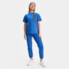 Костюм женский (футболка, брюки), цвет синий, размер one size (44-48) - фото 10004702