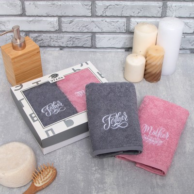 Махровые полотенца «Этель» Father&Mother, 35×50 см - 2 шт., хлопок 100%