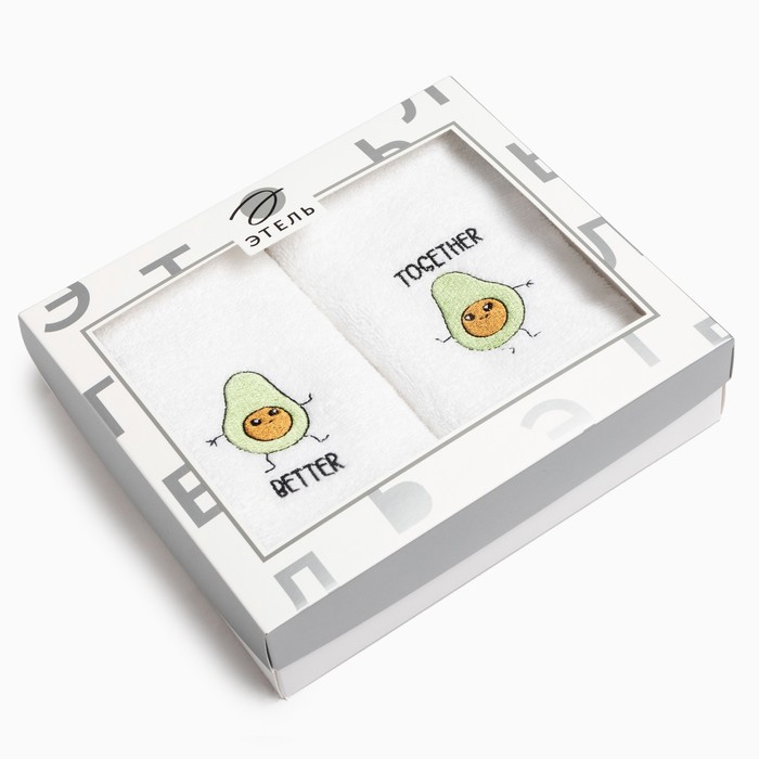 Набор полотенец «Этель» Better together, 30×60 см - 2 шт., хлопок 100%, белые