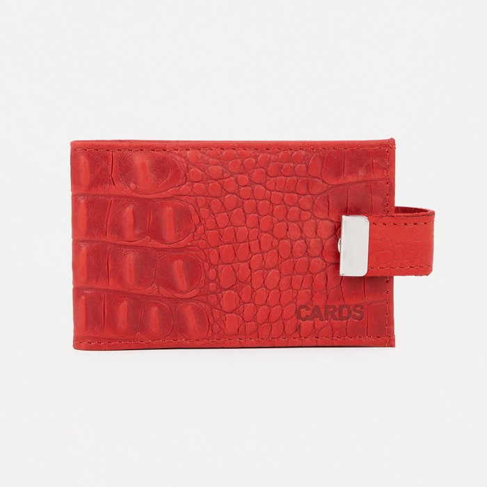 Визитница на кнопке, 18 карт, цвет красный - Фото 1