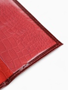 Обложка для паспорта, натуральная кожа, под крокодила, бордовая - Фото 6