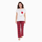 Комплект домашний женский «Мишка» (футболка/брюки), цвет белый/красный, размер 50 - фото 321591133