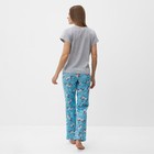 Комплект домашний женский "Единорог" (футболка/брюки), цвет серый/голубой, размер 46 - Фото 5