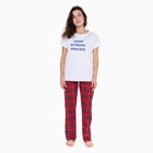 Комплект домашний женский «GOOD MORNING» (футболка/брюки), цвет белый/красный, размер 44 - фото 10005379
