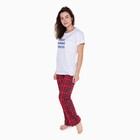 Комплект домашний женский «GOOD MORNING» (футболка/брюки), цвет белый/красный, размер 46 - Фото 3