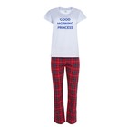 Комплект домашний женский «GOOD MORNING» (футболка/брюки), цвет белый/красный, размер 46 - Фото 8