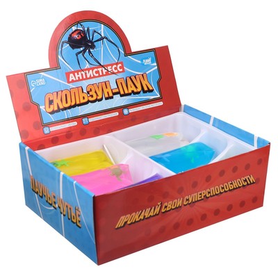 Антистресс сквиш мялка «Скользун-паук», МИКС, с жидкостью, в шоубоксе