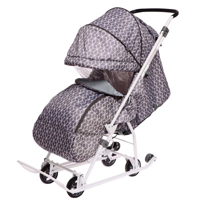 Санки-коляска «Наши детки 3-1К», принт: с ромбиками серый