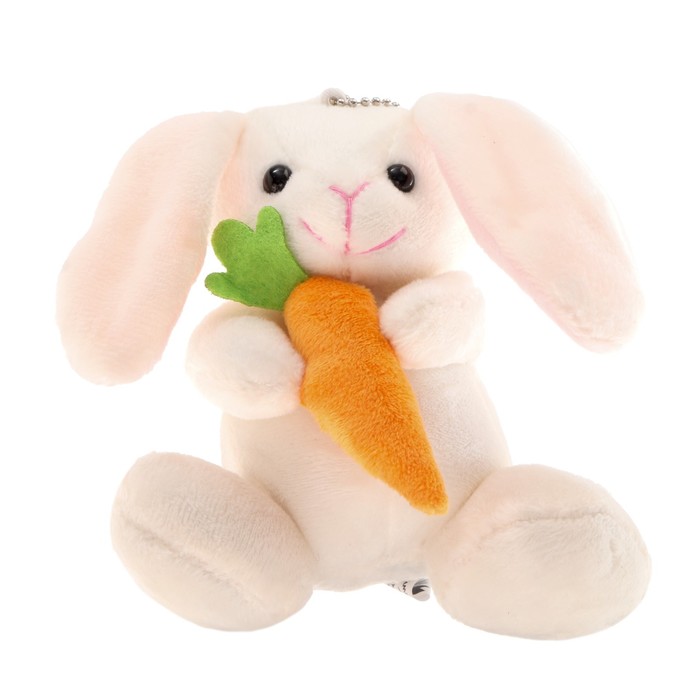 Мягкая игрушка «Кролик с морковкой», цвет белый - Фото 1