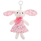 Мягкая игрушка «Зайка в платье», на брелоке, цвет розовый - фото 108678885