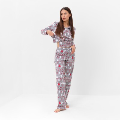 Пижама новогодняя женская (рубашка, брюки) KAFTAN «Скандинавия», размер 40-42