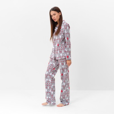 Пижама новогодняя женская (рубашка, брюки) KAFTAN «Скандинавия», размер 44-46