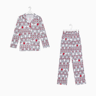 Пижама новогодняя женская (рубашка, брюки) KAFTAN «Скандинавия», размер 44-46
