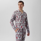 Пижама новогодняя мужская: рубашка, брюки KAFTAN «Скандинавия», серая, размер 52 - Фото 2