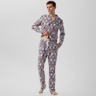 Пижама новогодняя мужская: рубашка, брюки KAFTAN «Скандинавия», серая, размер 52 - Фото 3