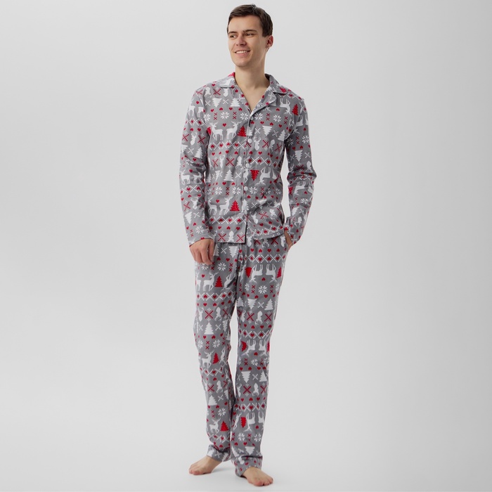 Пижама мужская (рубашка, брюки) KAFTAN «Скандинавия», размер 56 - Фото 1